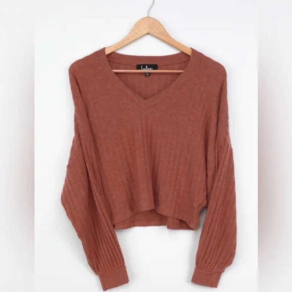 Style Forecast Rust Red Ribbed Sweater Top size XS - Picture 6 of 8